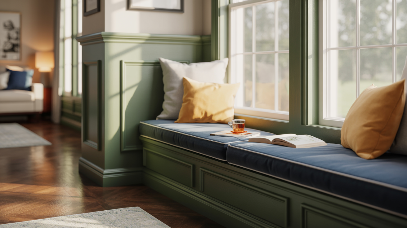 Window Seat with Accent Wall Behind