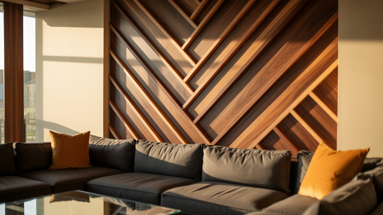 Diagonal Wood Trim Accent Wall