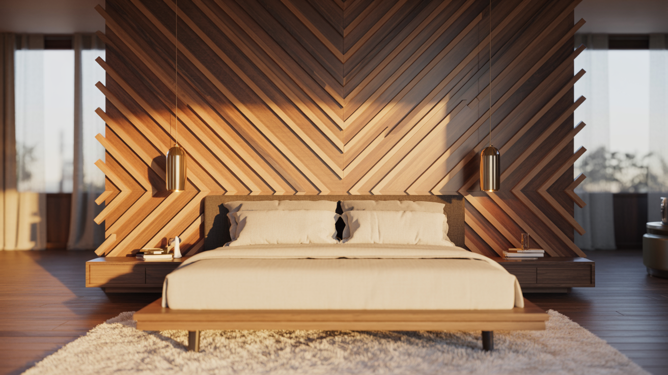 Diagonal Accent Wall Behind the Bed