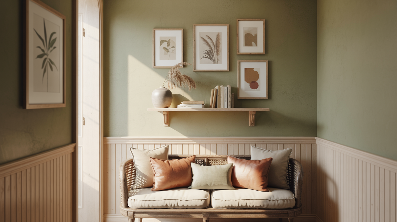 13. Bench or Chair with Decor Above