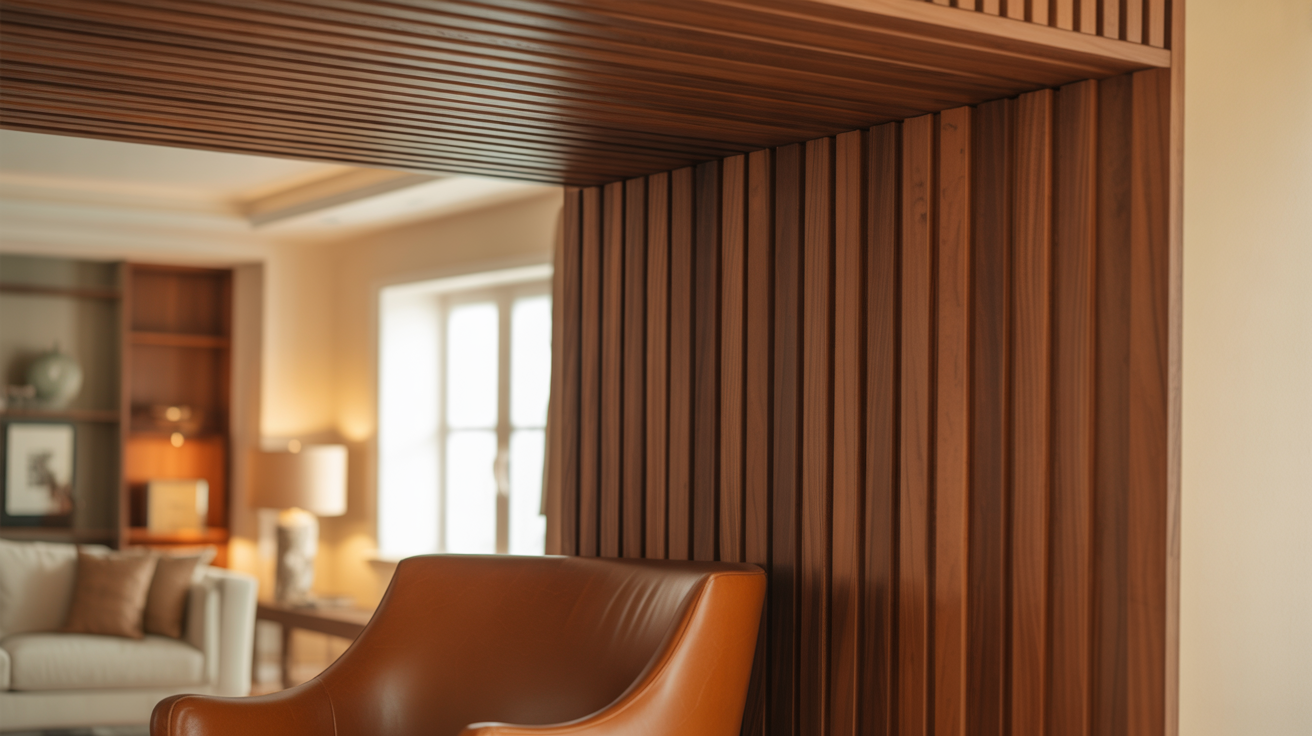11. Vertical Slat or Fluted Wood Trim Wall