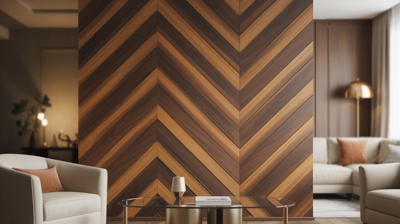 9. Chevron Wood Trim Accent Wall