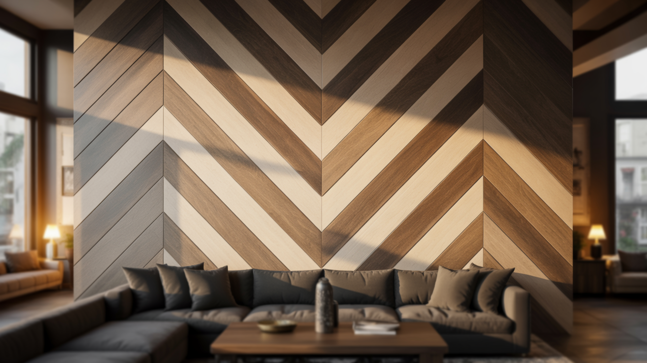 Chevron-Style Diagonal Accent Wall