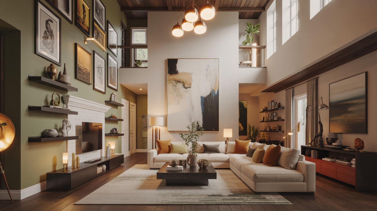 Living Room High Ceiling Wall Decor Ideas You'll Love