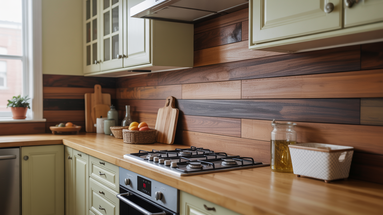 4. Wood Backsplash