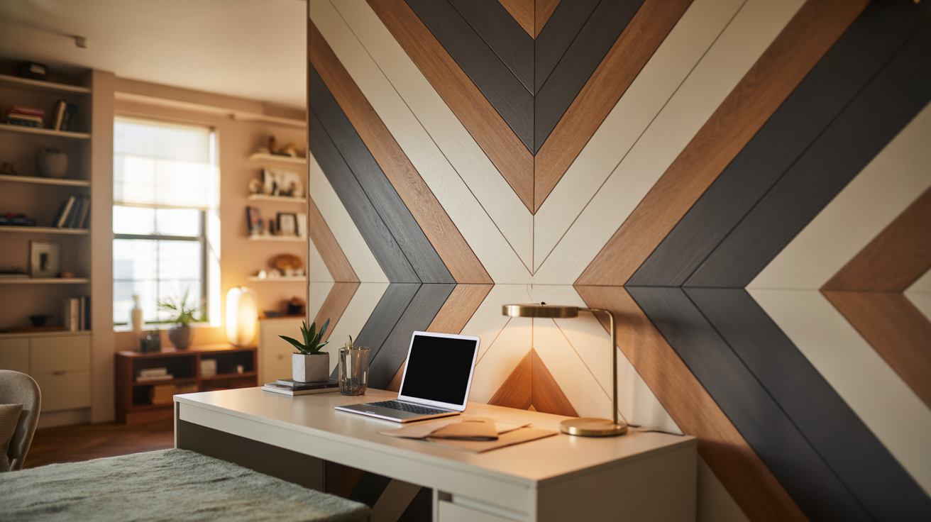 Diagonal Home Office Feature Wall